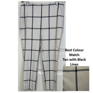 Le Chateau Ankle Pants Sz 11/12 Women's Window Pane Plaid Tan/Cream & Black